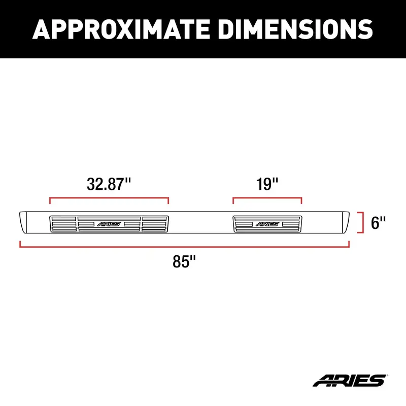 Aries 6" X 85" Black Aluminum Oval Side Bars – Bracket-Free Installation (Model B2885) 1