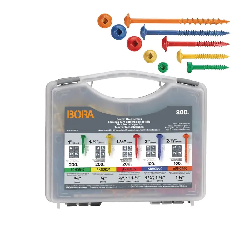 Bora 800-Piece Fine Thread Pocket-Hole Screw Collection 1