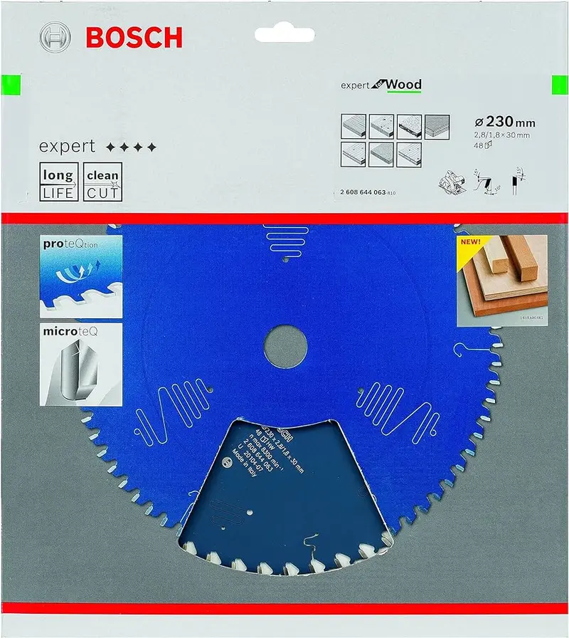 Bosch Expert Wood-Cut Circular Saw Blade – 230 Mm Diameter, 30 Mm Bore, 2.8 Mm Kerf, 48 Teeth (2608644063) 1