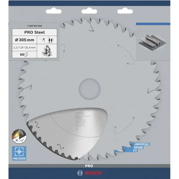 Bosch Pro Corded Steel Circular Saw Blade – 305 Mm, 25.4 Mm Arbor, T60 Tooth Configuration (2608844868) 1
