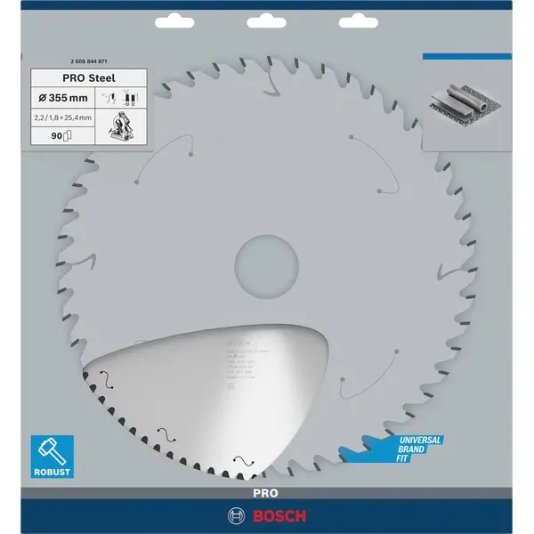 Bosch Pro Steel Circular Saw Blade For Corded Saws — 355 Mm, T90 Tooth Geometry (2608844871) 1