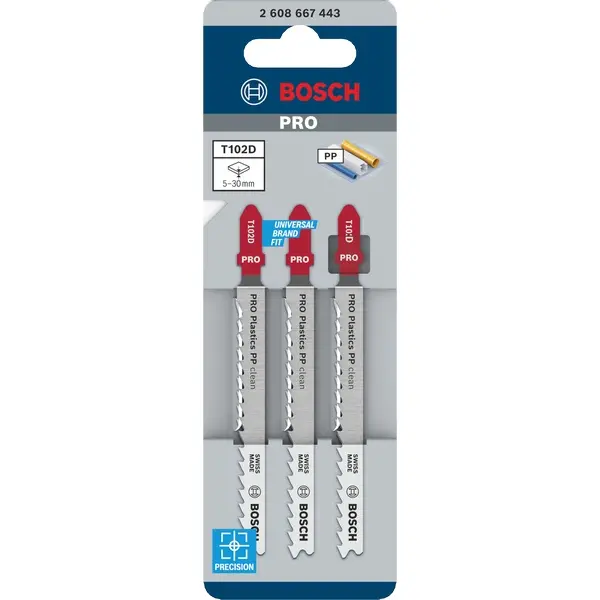 Bosch Pro T102D Jigsaw Blades For Clean Plastic Cuts – 100 Mm, 3-Pack (2608667443) 1