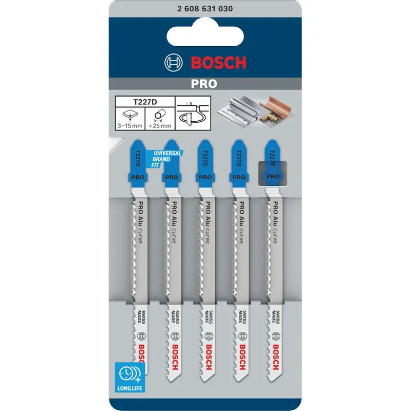 Bosch Pro T227D Curved Aluminum-Cut Jigsaw Blades — 100 Mm, 5-Pack (2608631030) 1