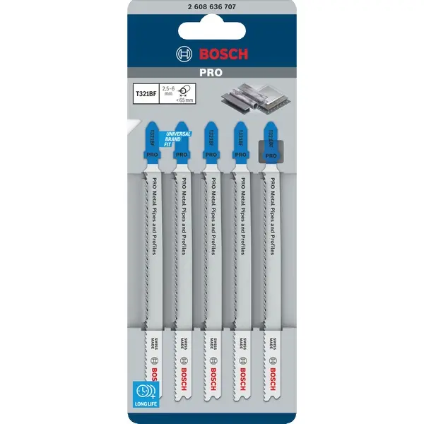 Bosch Pro T321Bf Jigsaw Blades For Metal Pipes & Profiles – 132 Mm, 5-Pack (2608636707) 1