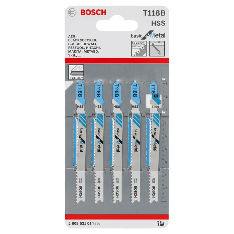 Bosch T118B Basic Jigsaw Blades For Metal – 5-Pack 1
