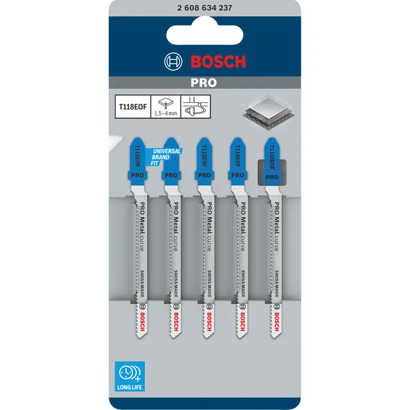 Bosch T118Eof Pro Metal-Cutting Jigsaw Blades – 83 Mm Curve Design, Pack Of 5 (2608634237) 1