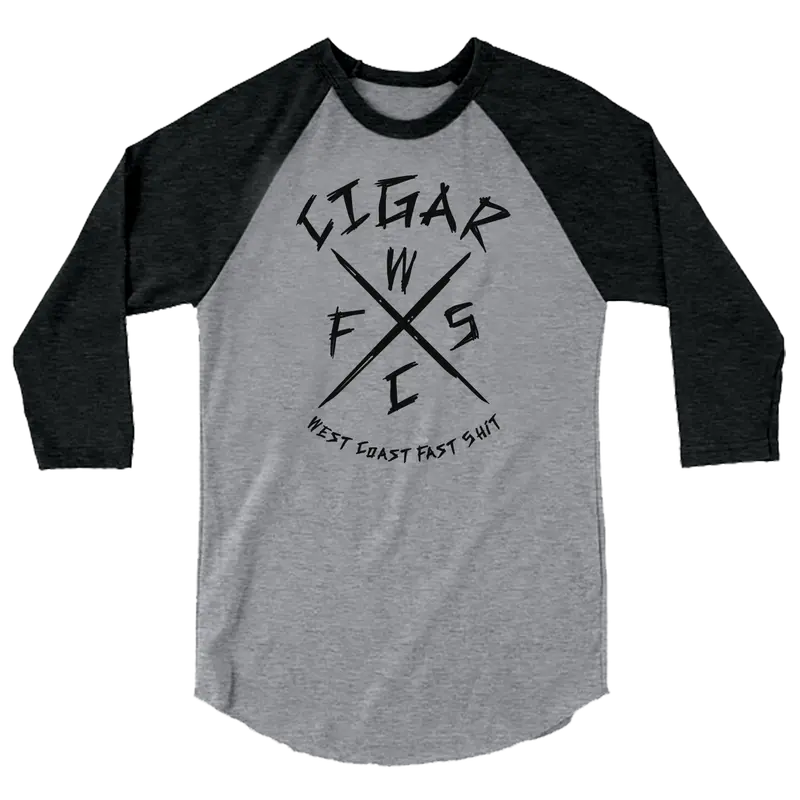 Cigar West Coast Fast Shit Sport Grey Black Raglan T-Shirt 1