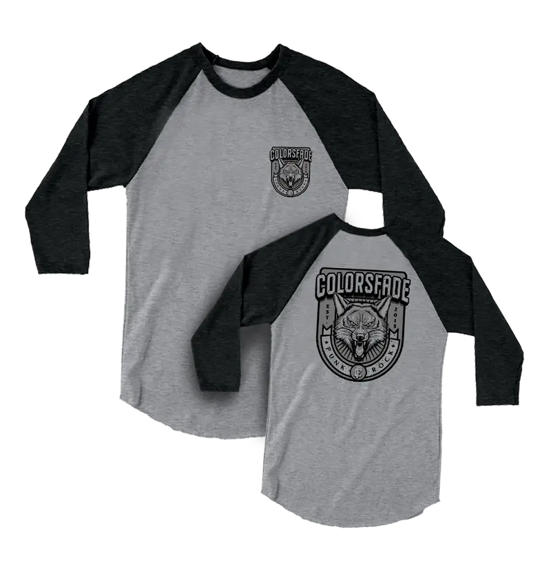 Colorsfade – Fox Badge Raglan T-Shirt (Sport Grey/Black, Front & Back Print) 1