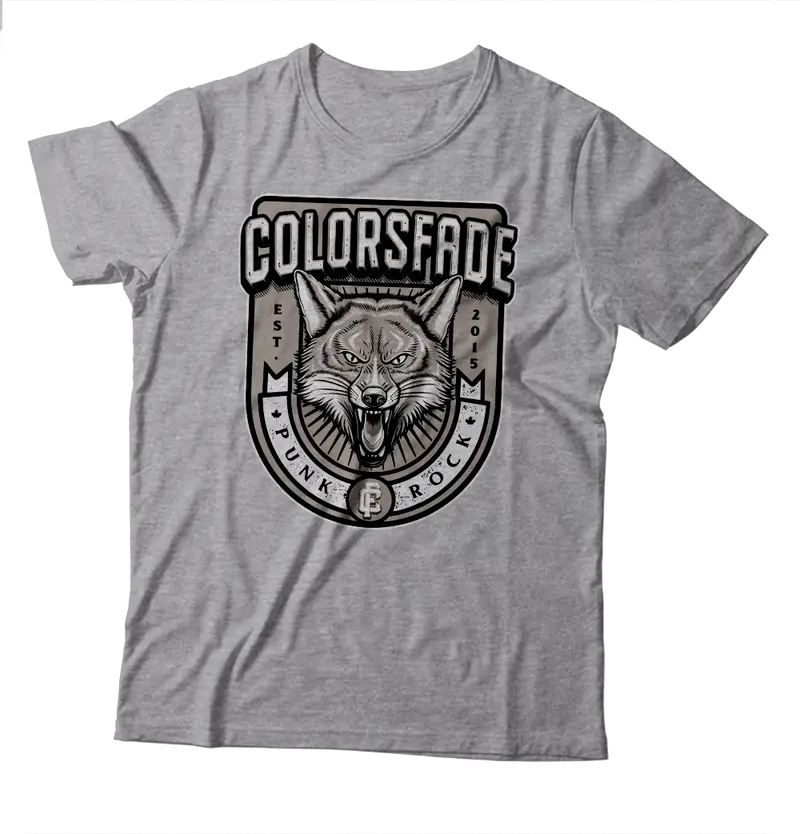 Colorsfade Fox Badge T-Shirt In Heather Grey 1