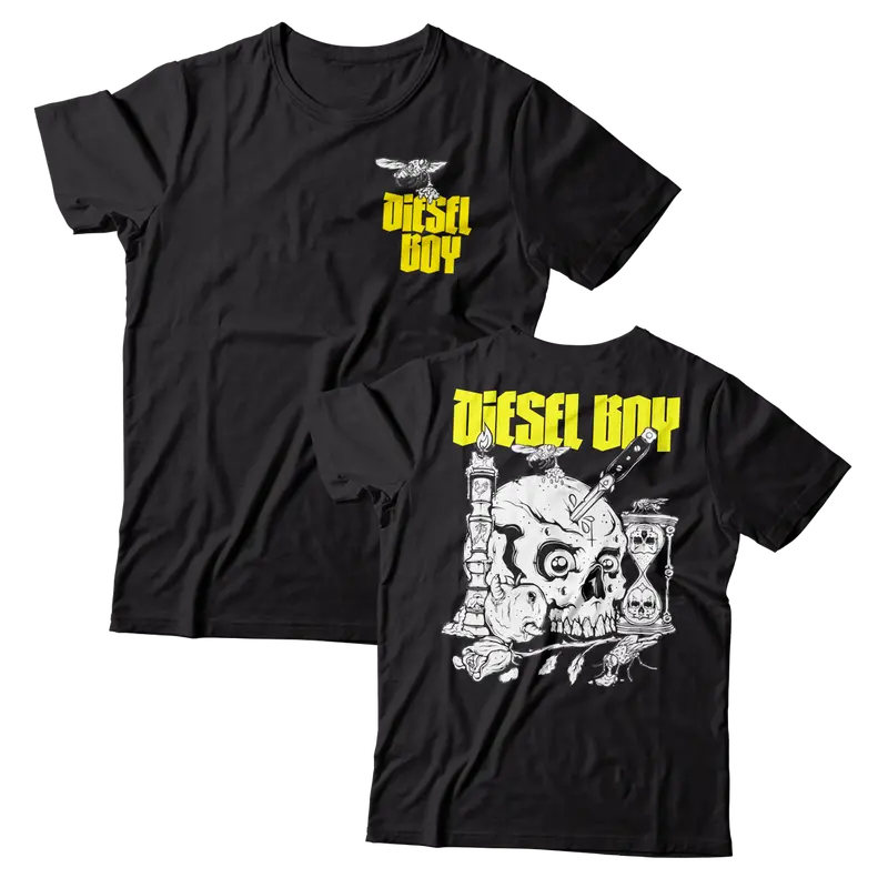 Diesel Boy 'Skull & Dagger' Front-And-Back Black T-Shirt 1