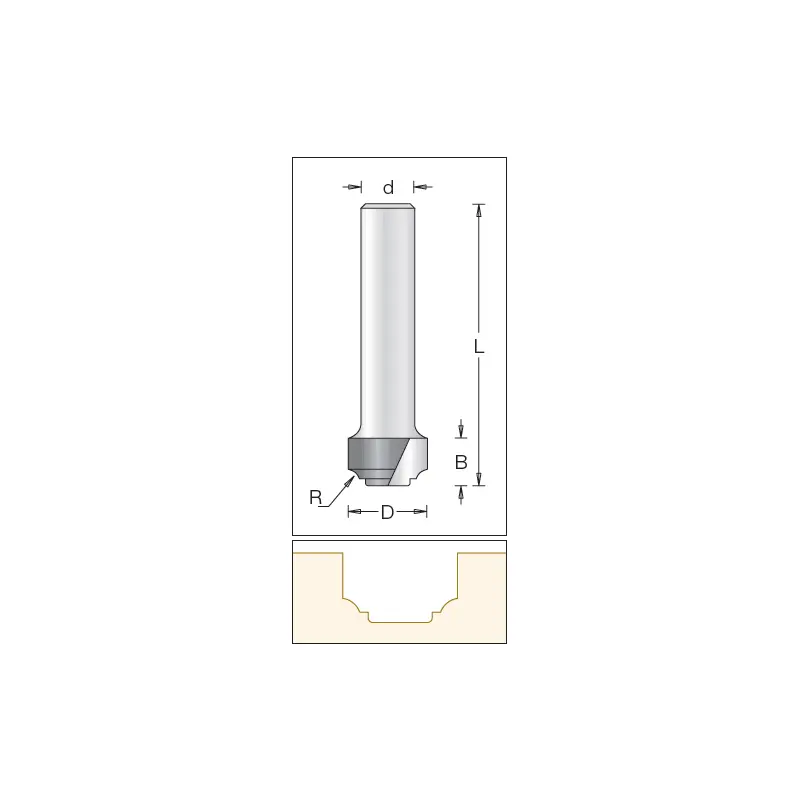 Dimar Traditional Round-Tip Router Bit – 19.1 × 11.1Mm, 3.5Mm Radius 1