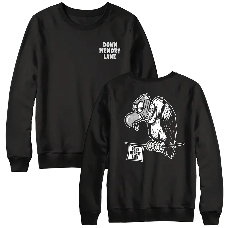 Down Memory Lane '2.0 Version Of You / Bald Vulture' Black Crewneck Sweatshirt 1