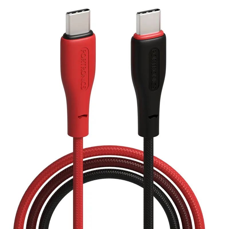 Hue X 1M Dual-Color Usb-C To Usb-C Cable (60W, Black & Red) 1