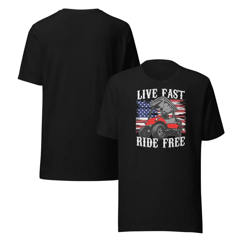 'Live Fast, Ride Free' Golf Cart Lifestyle T-Shirt – Lightweight Cotton 1