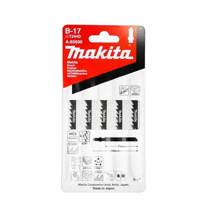 Makita A-85846 High-Speed Steel (Hss) Jigsaw Blades – 63 Mm, No. 17, 5-Pack 1