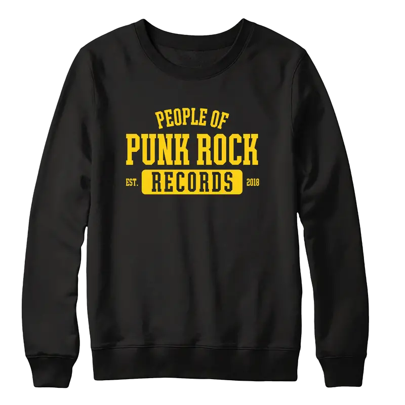 Popr Records – College Logo Black Crewneck Sweatshirt 1