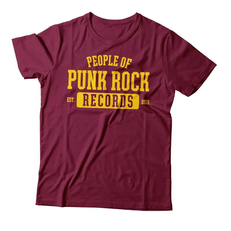 Popr Records – College Logo Maroon T-Shirt 1