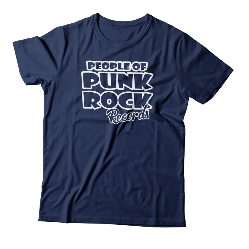Popr Records Original Logo Heather Navy T-Shirt (Front Print) 1