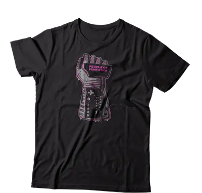 Popr Records Powerglove Logo Black And Pink Tee 1