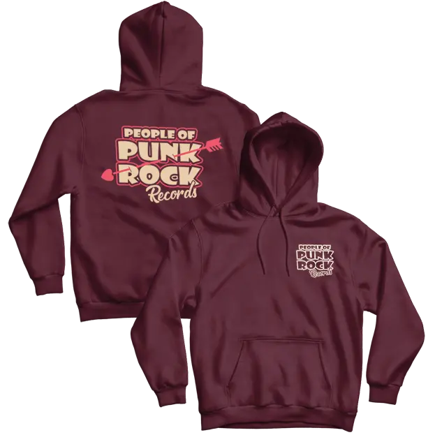Popr Records Pullover Hoodie – Heart & Arrow Logo In Maroon 1