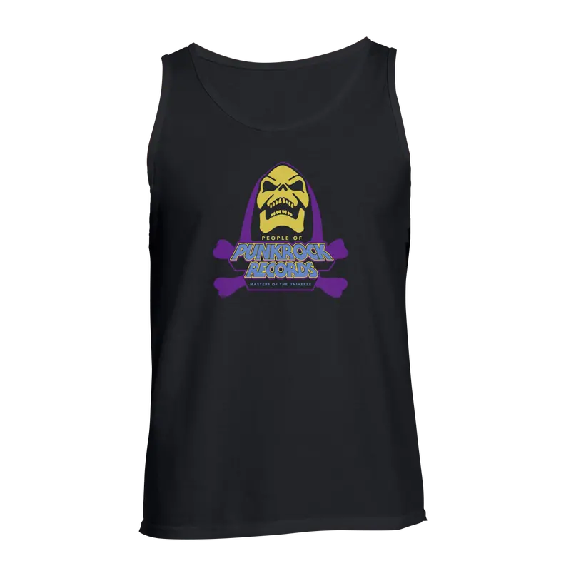 Popr Records Skeletor Logo Black Tank Top 1