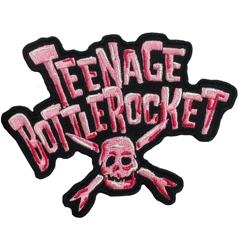 Teenage Bottlerocket Skull Logo Embroidered Patch – Pink & Black 1