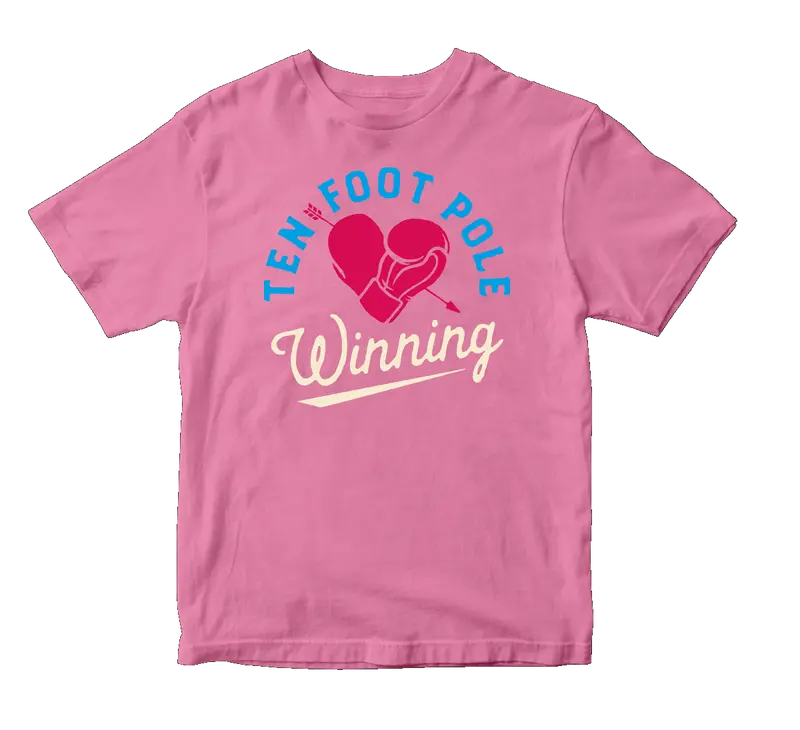 Ten Foot Pole Youth T-Shirt In Azalea: "Winning Heart" Artwork 1