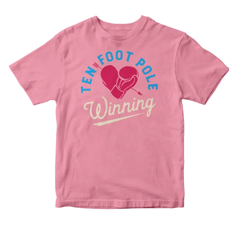 Ten Foot Pole Youth T-Shirt In Light Pink: "Winning Heart" Graphic 1