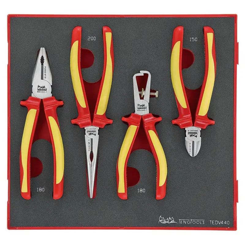 Teng Tools 4-Piece 1000V Insulated Plier Kit In Eva Foam Case 1