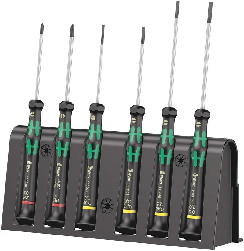 Wera 2035/6 A Precision Electronics Screwdriver Set — 6-Piece With Wall Rack 1