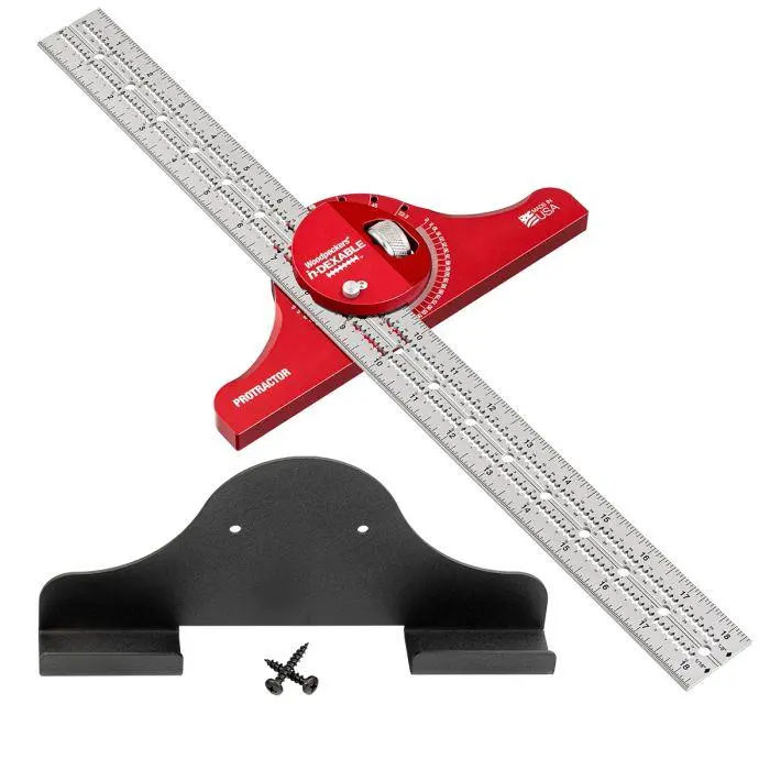 Woodpeckers Indexable Protractor With 450Mm Metric Blade & Rack-It Mount (I-P18B-M) 1