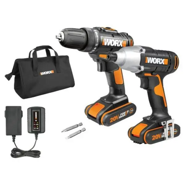 Worx 20V Dual-Tool Combo: Impact Drill + 1/4" Impact Driver – Cordless Kit 1